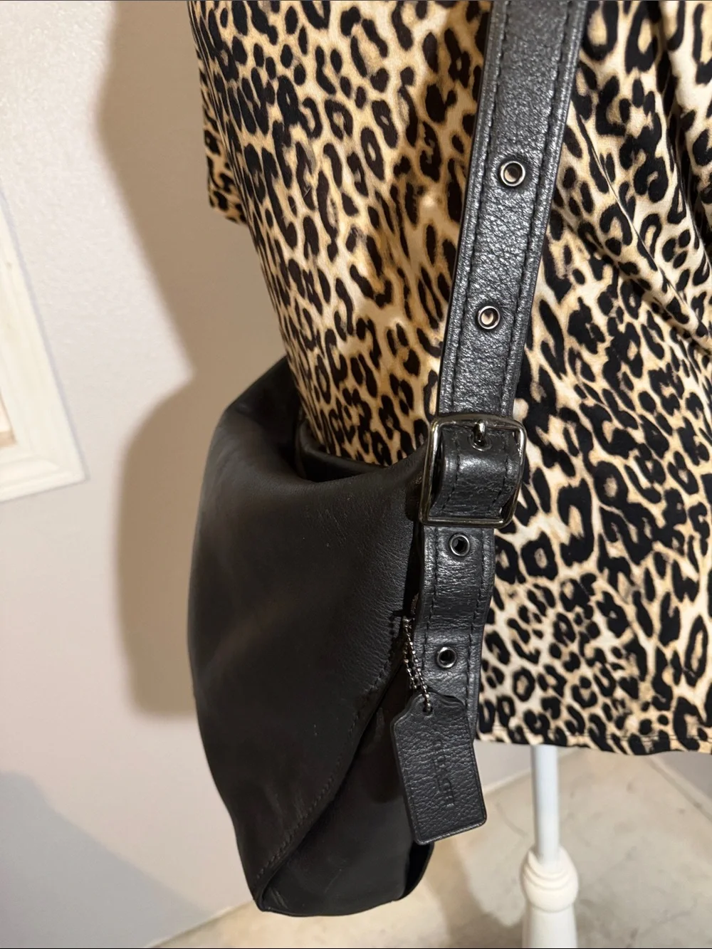Coach Black Leather Shoulder Hobo Bag